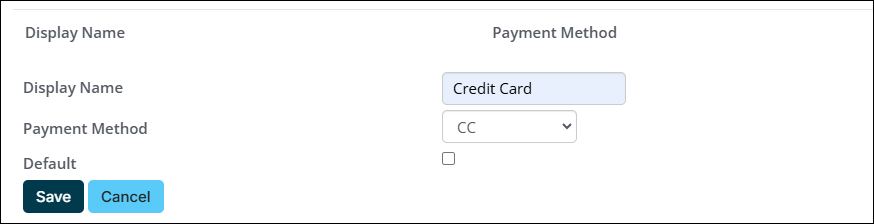 Display name for payment method